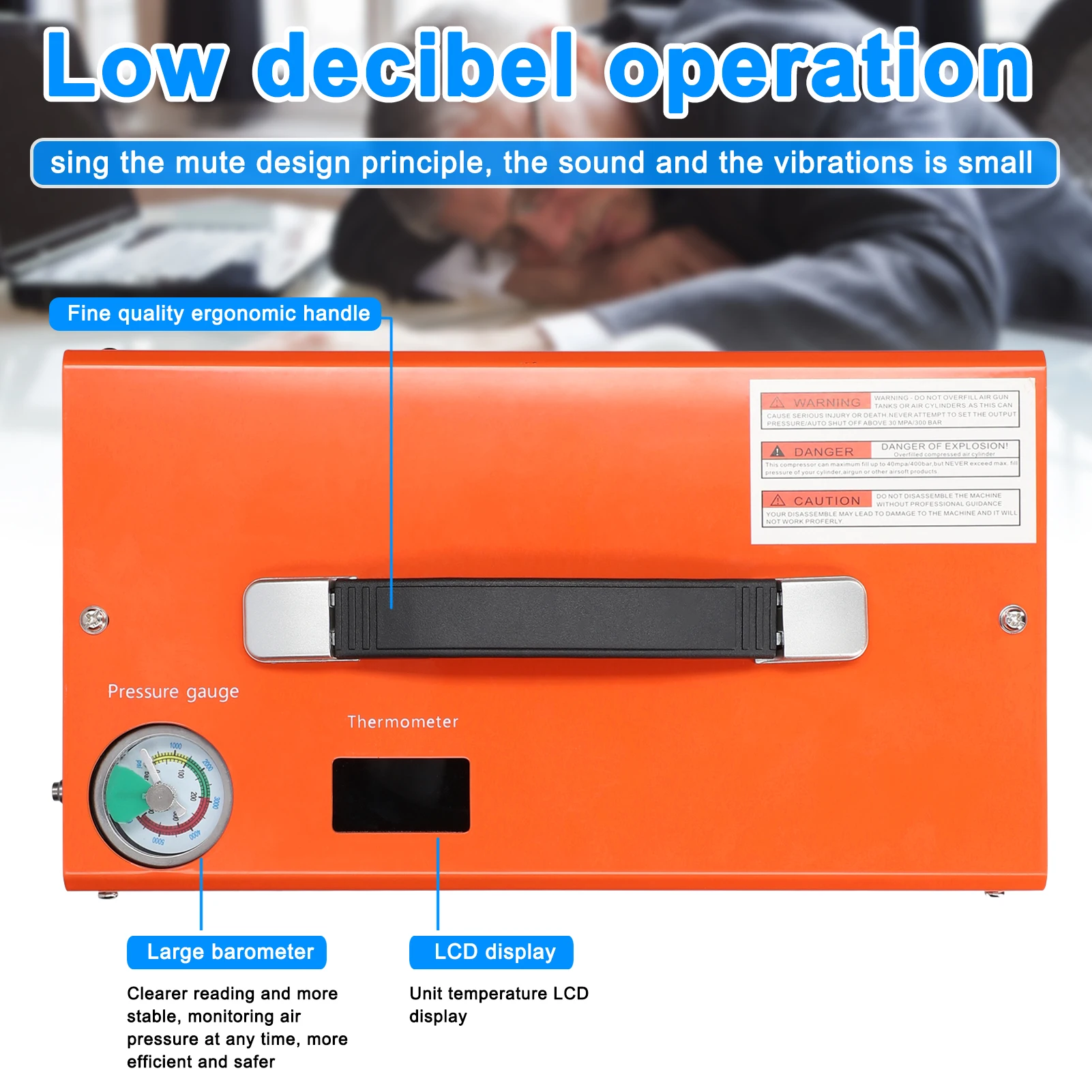 4500PSI Electric High Pressure Air Compressor with Barometer Intelligent Portable Automatic Shutdown Outdoor Air Compressor