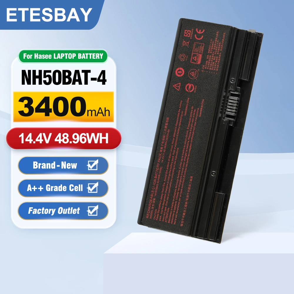 ETESBAY NH50BAT-4 Battery For Clevo NH70RAQ NH55EDQ NH50RA NH55RCQ NH58RDQ NH70RHQ NH58RCQ Machenike T58 Sager 14.4V 48.96WH