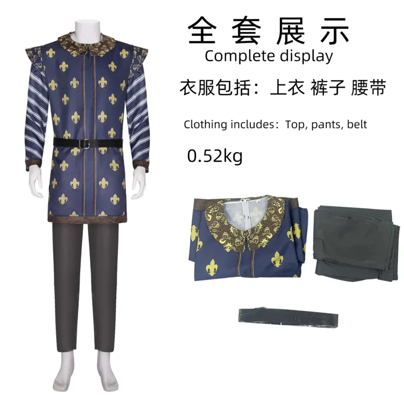 Príncipe encantador topo e calças com cinto cosplay traje halloween masquerade carnaval festa roupas paraena;2'k,8;c'