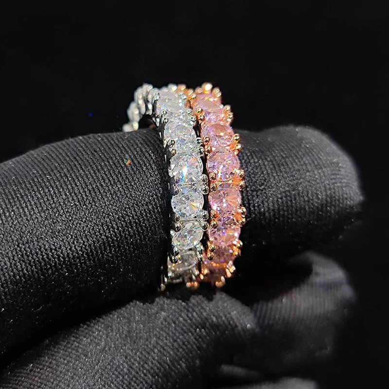 

Хип-хоп Bling Iced Out 1-рядные кольца с камнем CZ для тенниса на палец для женщин и мужчин, унисекс, рэпер, ювелирные изделия золотого, серебряного цвета, Прямая доставка