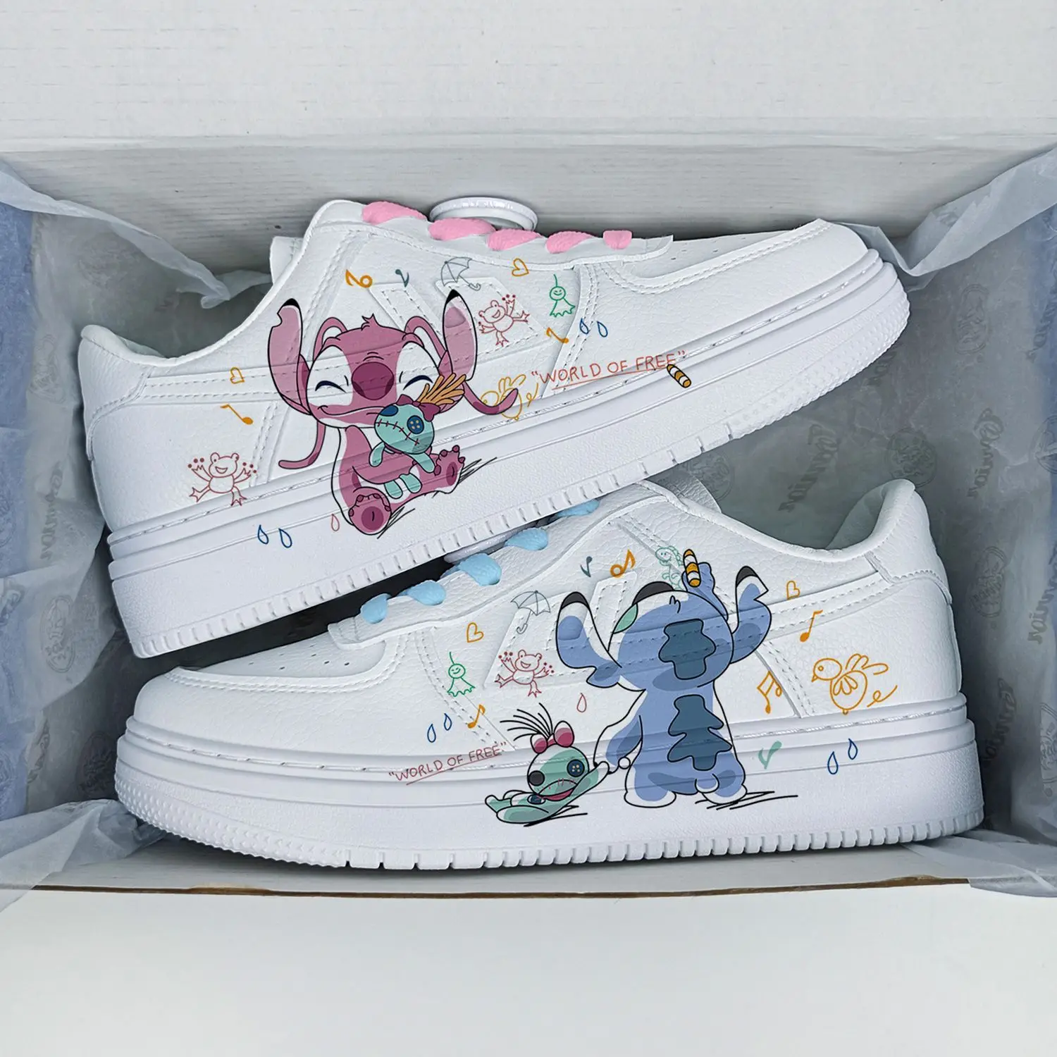 Disney Lilo & Stitch Sport Shoes Brand White Shoes Couple Casual Sneakers Anime Stitch Tennis Shoes Children Basket Shoes