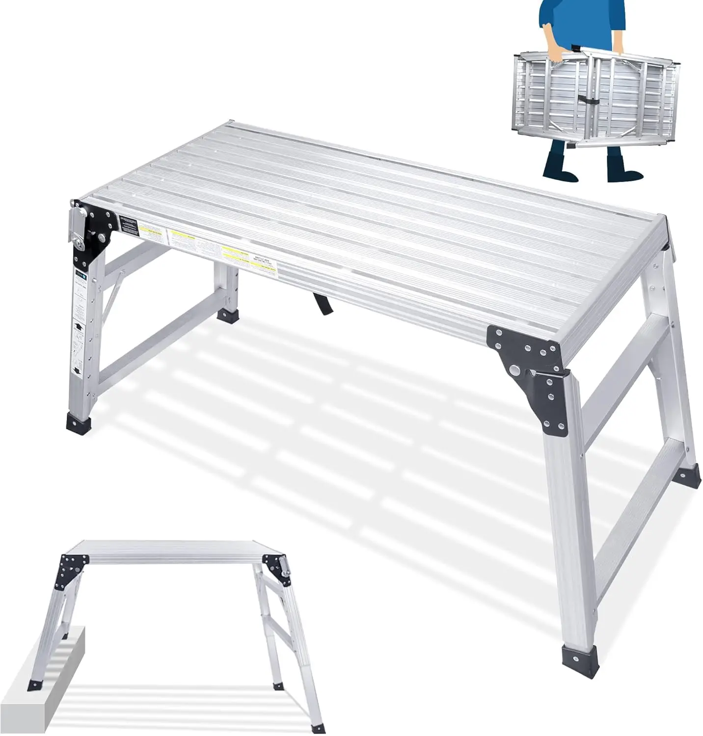 

Adjustable Work Platform, (39.4" X 18.5") Portable Folding Aluminum Step Ladder, Scaffolding Platform of Capacity 330