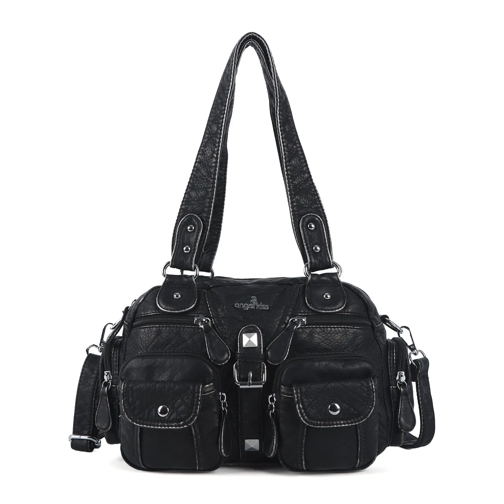 

Handbag Women Small Handbags Satchel Top-handle PU Shoulder Bag Vintage Dumpling Pack Multi-pockets Shoulder Bags