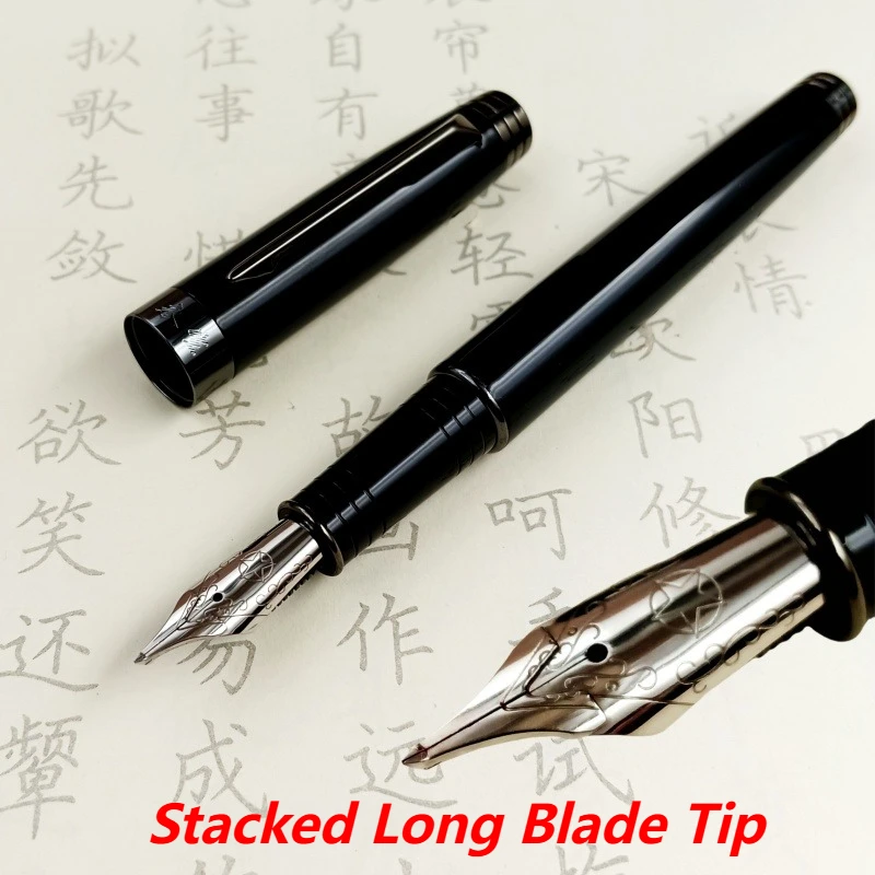 

Двухслойная авторучка Wingsung, длинное лезвие ножа, черный металлический наконечник, 2,5 мм, ручка для каллиграфии, школьные принадлежности, канцелярские принадлежности для практики