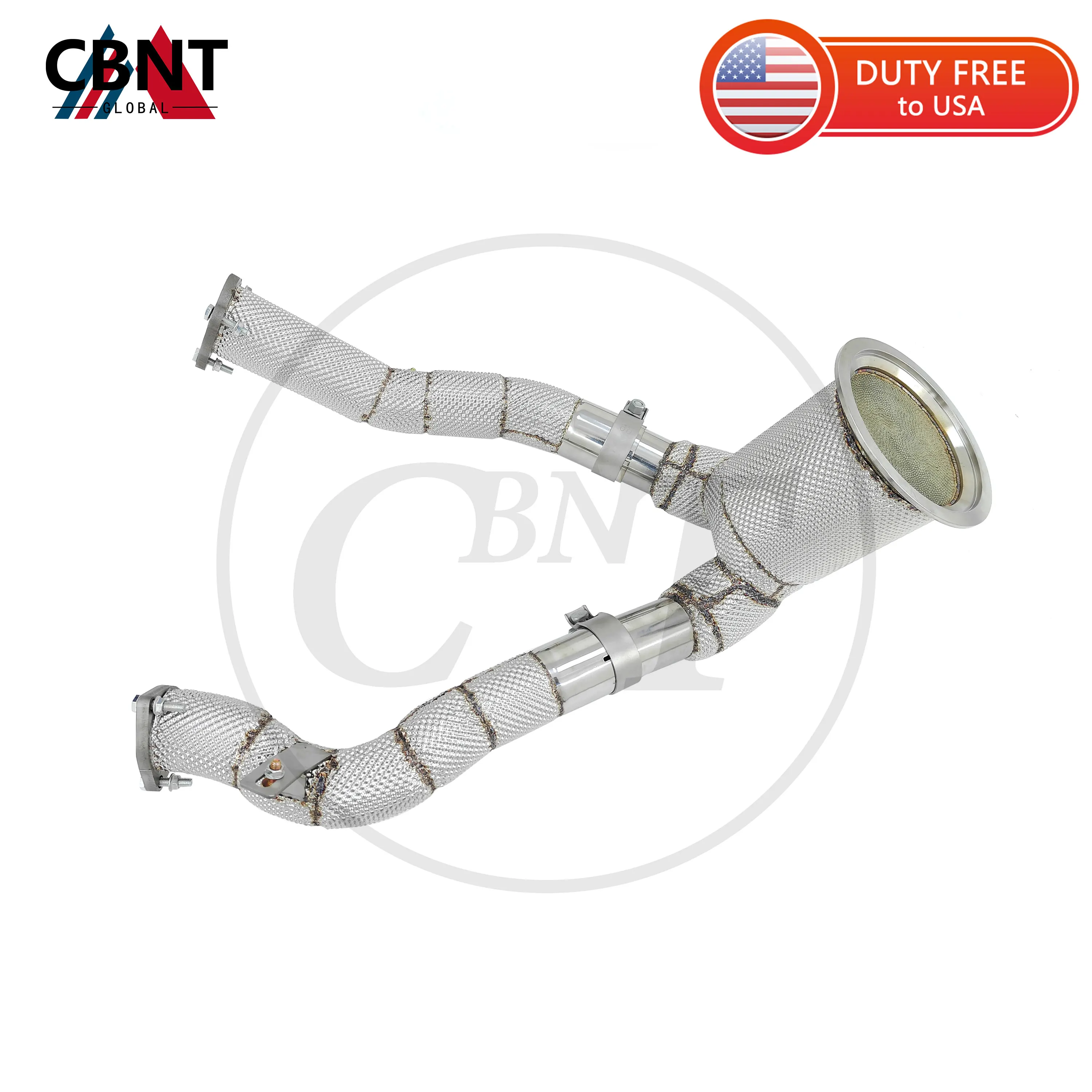 

CBNT Downpipe with Catalytic Converter for Audi A6 A7 C8 3.0T Exhaust-pipe with Heat Shield SS304 High Flow Exhaust-header