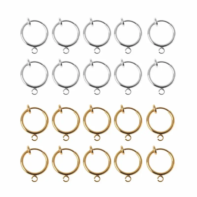 634C 10Pcs Clip-on Earring Converters Round Hoop Earring Findings with Easy Open Loop