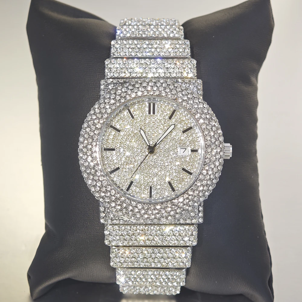 

Лидер продаж, мужские часы со льдом в стиле хип-хоп, модные водонепроницаемые кварцевые наручные часы, мужские роскошные ювелирные изделия с бриллиантами, Reloj Hombre, дропшиппинг