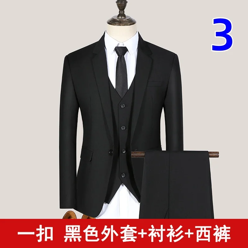 T2020 men\'s suit groom wedding suit dress Korean version business casual professional double-breasted formal suit men