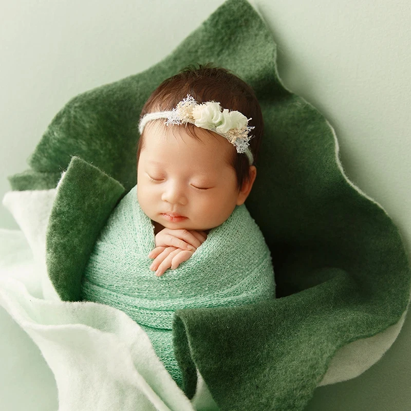 Accesorios creativos para fotos de bebés con flores, pétalos envueltos de fieltro de lana coloridos, fotógrafo de bebé, cesta de fieltro suave, fondo relleno