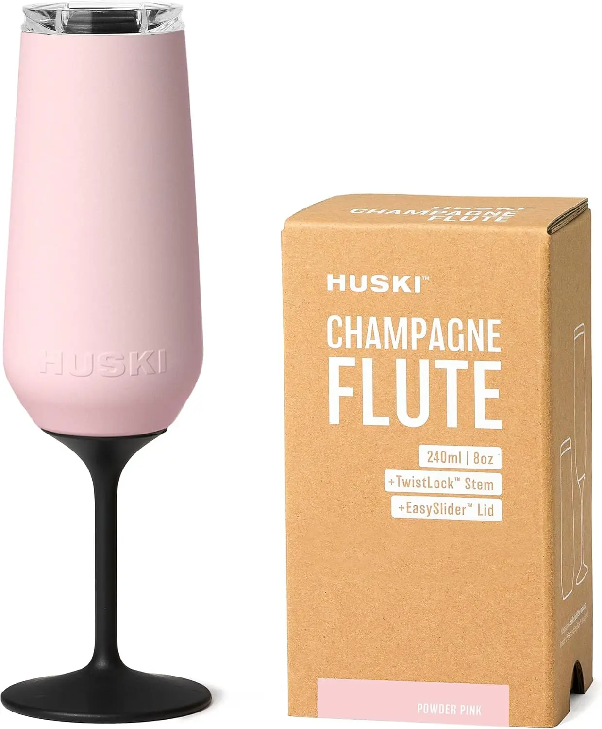 

Champagne Flute | Award-Winning Design | Detachable Stem | Stainless Steel | 8oz | Powder Pink