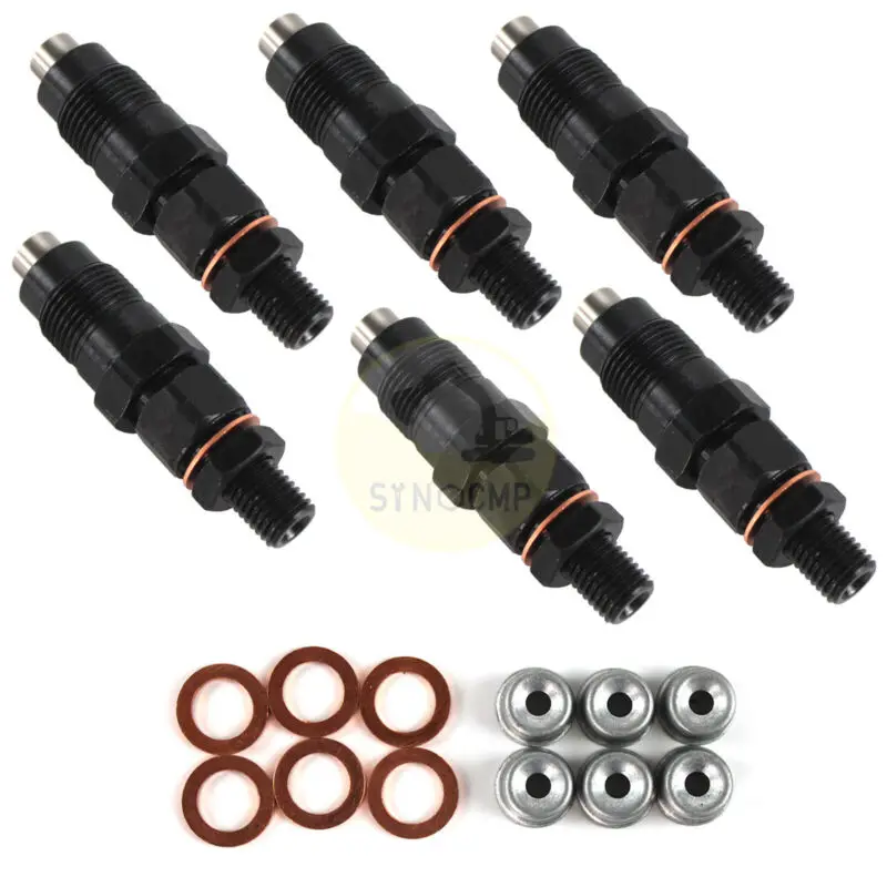 6pcs SINOCMP Diesel Fuel Injectors Set with rings For Landcruiser Coaster 1HZ 70 & 80 series New