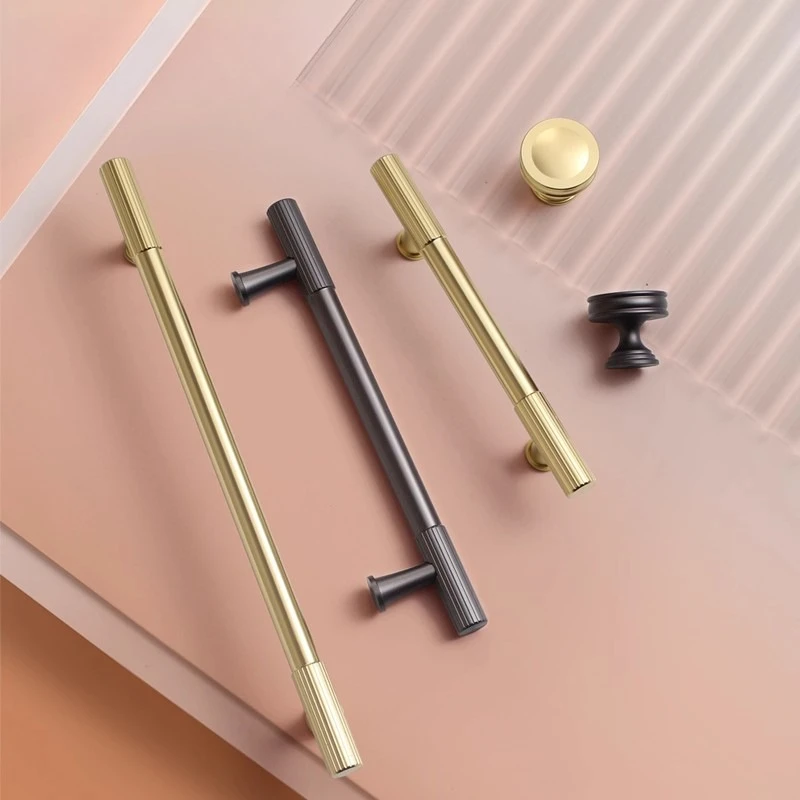 

Door handle technique light luxury extended handle solid aluminum alloy wardrobe door handle circular small single hole