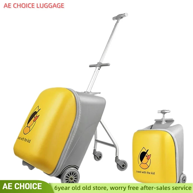 Valise à roulettes de dessin animé pour enfants paresseux, boîte à roulettes pour bébés, scooter, bagages à main, nouveau, 2025