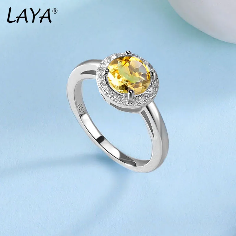 LAYA 100% 925 Sterling Silver Millennium Cut Vintage Gemstone Natural Citrine Rings For Women Wedding Engagement Fine Jewelry