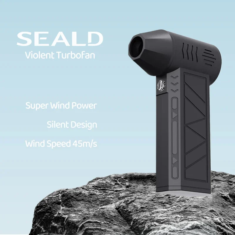 Ventilador turbo ZY7400-SE Mini soprador de ar sem escova 130000 rpm 39,5 m/s Velocidade máxima do vento Ventilador violento portátil LED ajustável de 3 velocidades
