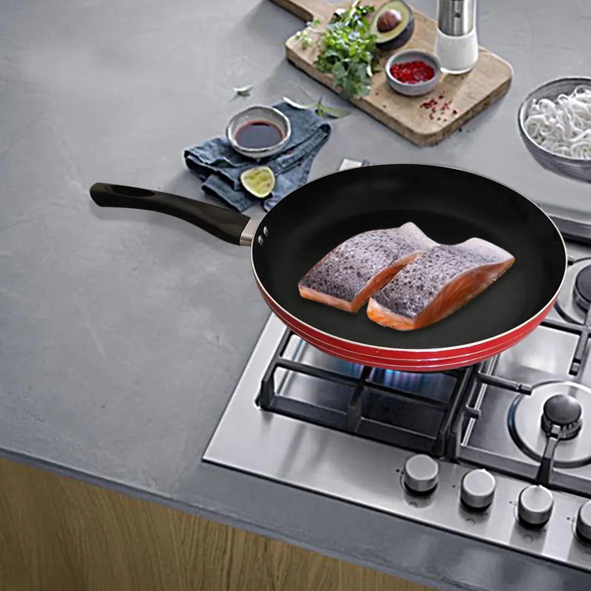 

11.6inch Red Aluminum Skillet Non-Stick Skillet Domestic Omelette Flapjacks
