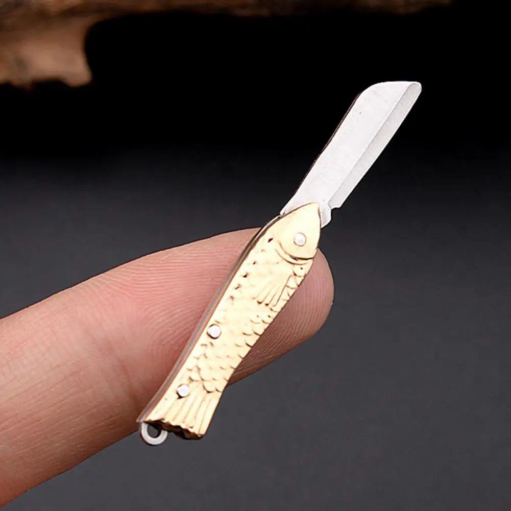 Mini Folding Knife Portable Unboxing Tool Multifunctional Keychain Pendant Emergency Survival Tool Box Opener Brass Fruit Knife