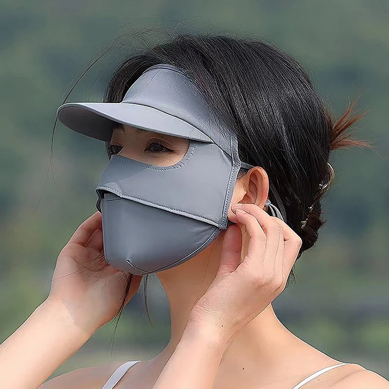 New Sunscreen Ice Silk Mask UV Protection Face Cover Sun Hat Outdoor Golf Cycling Sun Protection Hats Caps