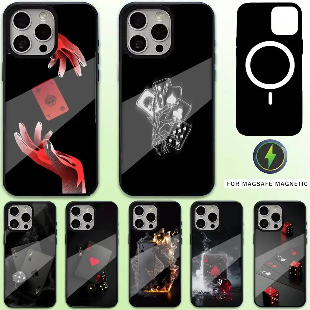 

Poker Phone Case For iPhone17,16,15,14,13,12,11 Plus,Pro Max Magnetic For Magsafe Wireless Charging
