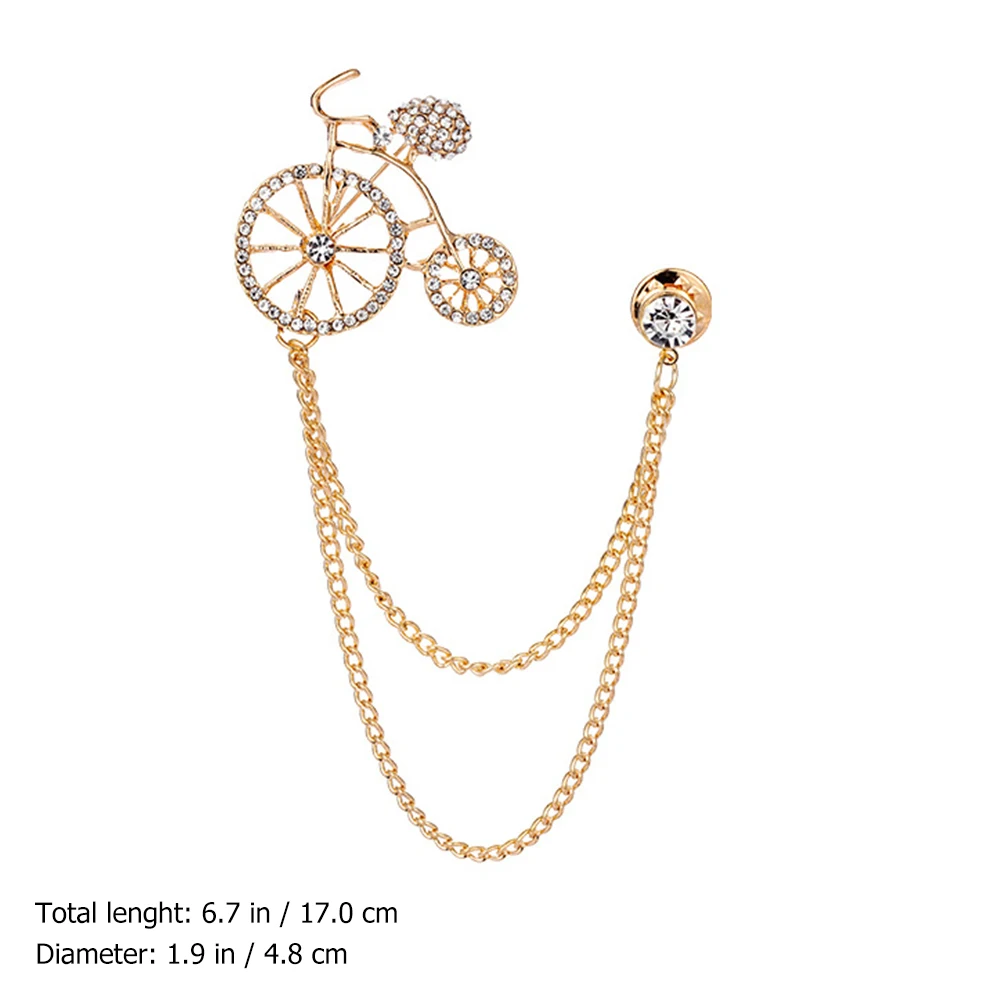 

2 Pcs Brooch Bag Diamond Decor Dress Clothes Bike Chain Breast Pin Imitation Drill Lady Miss