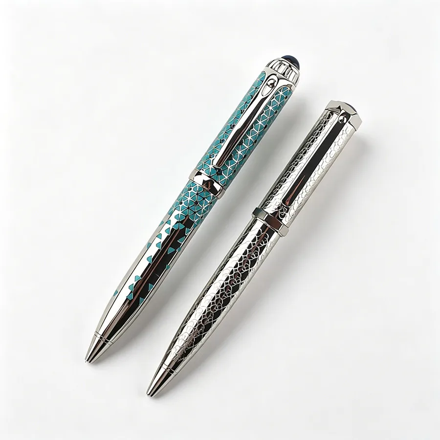 Luxury Hollow Engraved Metal Ballpoint Pen Geometric Pattern Enamel Craft Signature High-end Business Gift Pen