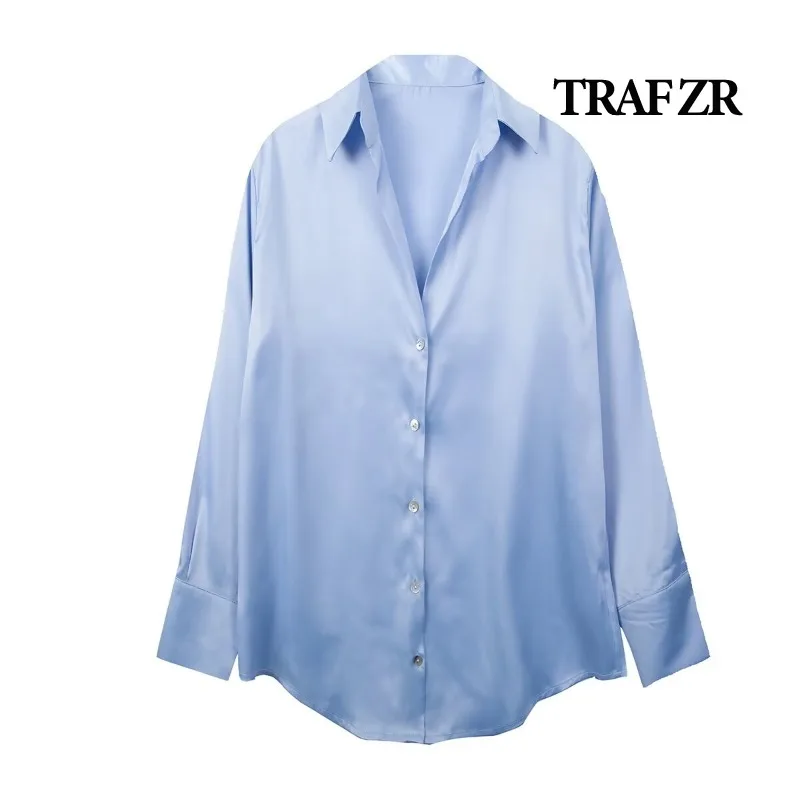 TRAF ZR Top for Women Blouse 2024  Lady Poplin Luxury Chic Y2K Solid Shirts Women\'s Stylish Female Shirt Elegant Woman Blouses