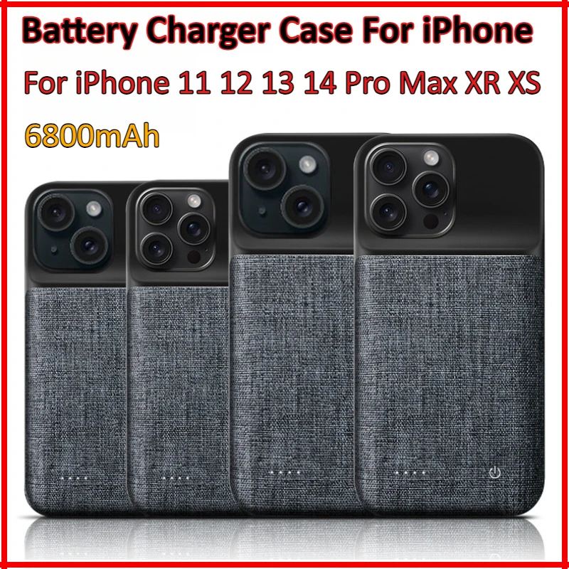 

6800mAh Battery Charger Case For iPhone 11 12 13 14 Pro Max XR XS Max Mini Portable Charging Cover Back Clip power bank