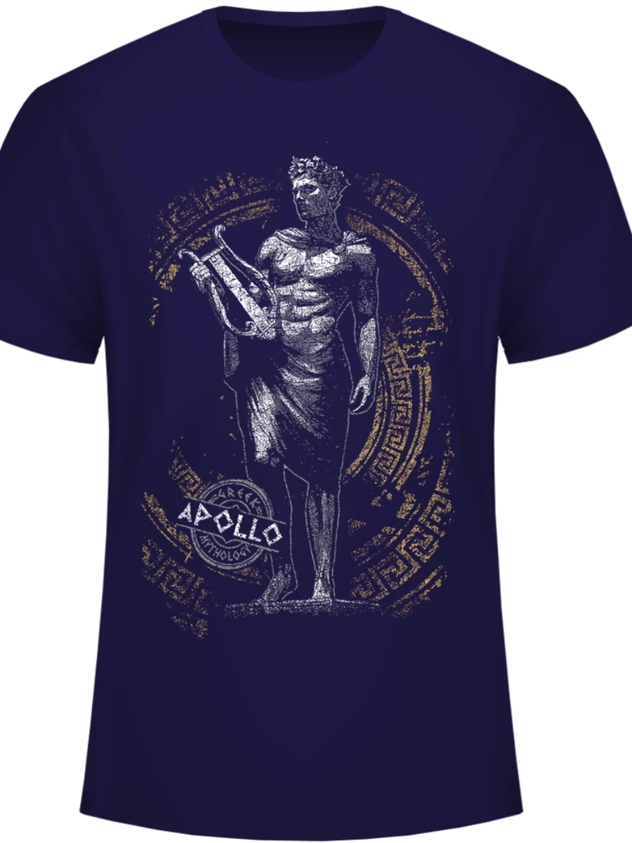 Ancient Greek Gods Apollo Statue Print Design Men\'s T-Shirt. Summer Cotton Short Sleeve O-Neck Unisex T Shirt New S-3XL