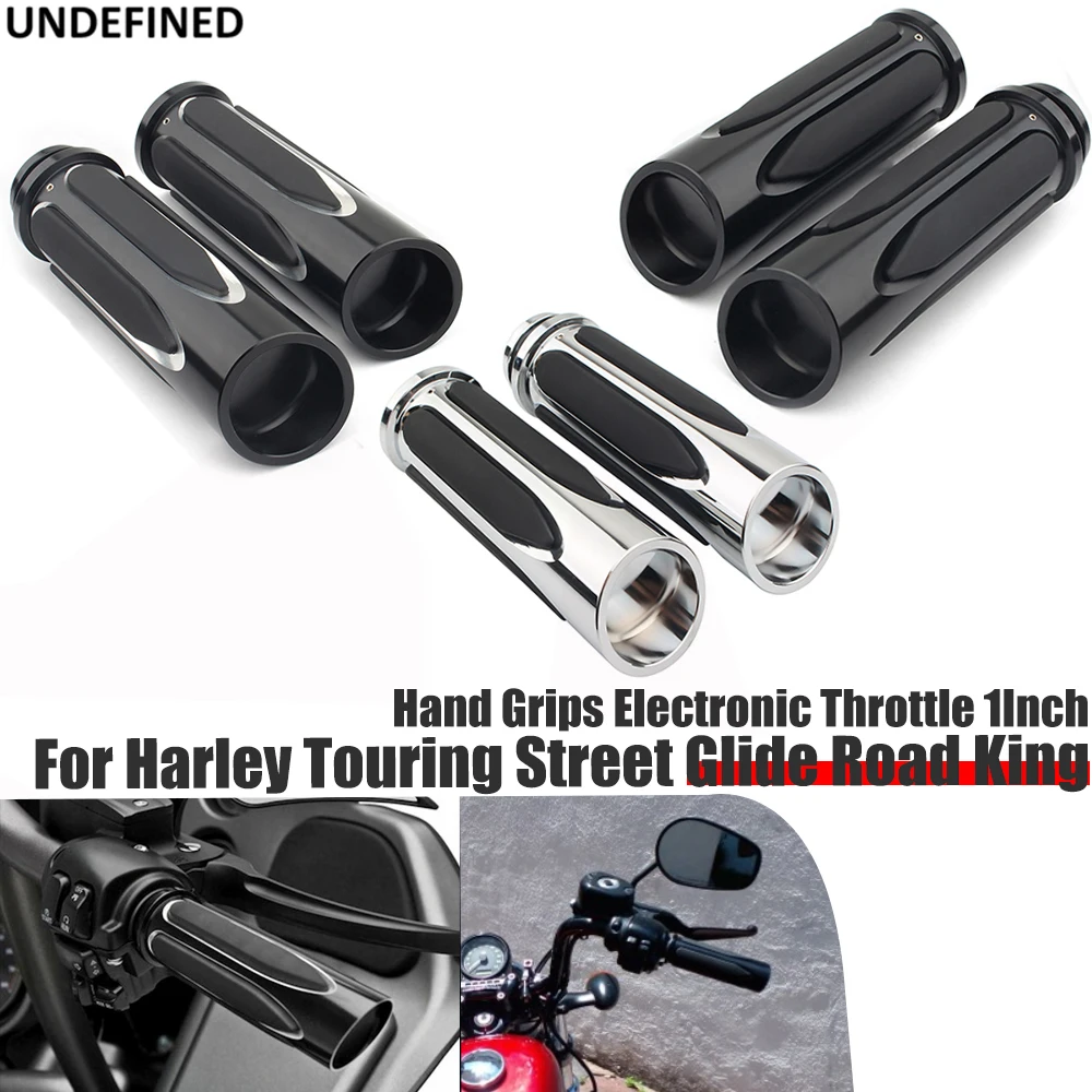 Hand Grips Electronic Throttle 1 Inch Handlebar Grips For Harley Touring Street Glide Road King FLHR Motorcycle CNC Aluminum