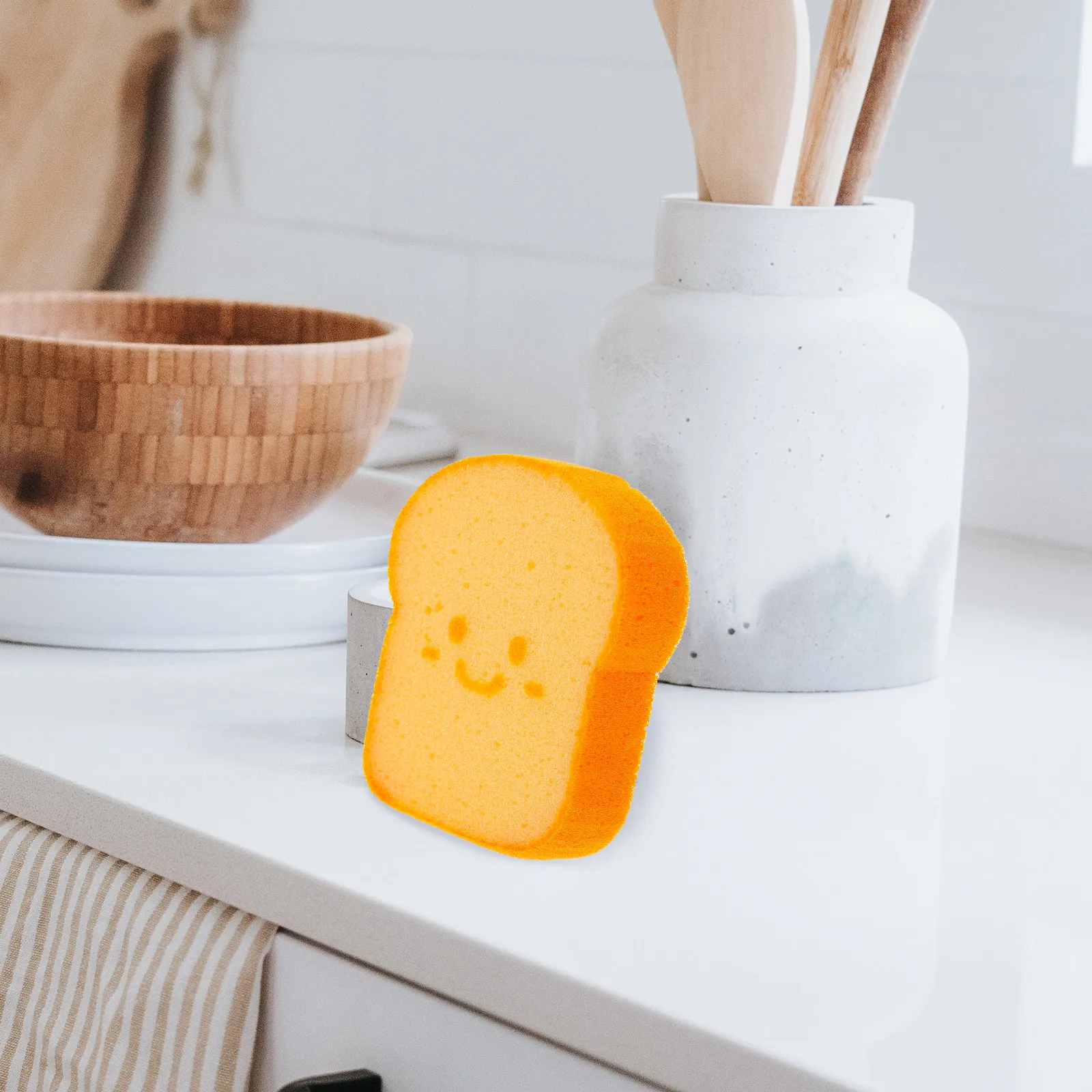 Extra Thick Toast Pattern Dish Sponge Kitchen Scrub Sponge Pad Cute Cartoon Bread Shape Reusable for Dishwashing Table Wiping