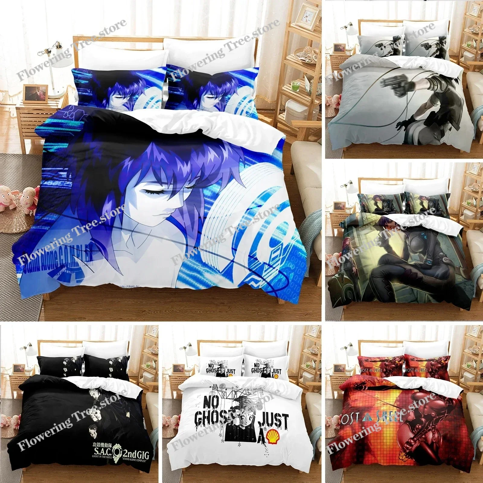 

Anime Ghost in the Shell Bedding Set Duvet Cover Bedroom Comforter Covers Single Twin King Size Quilt Cover Home Textile