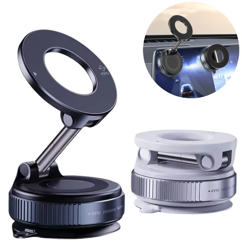 Car Mount Electric Vacuum Magnetic Holder Foldable Strong Suction Stand For Cell Phone For iphone 12 13 14 15 16 Live Streaming