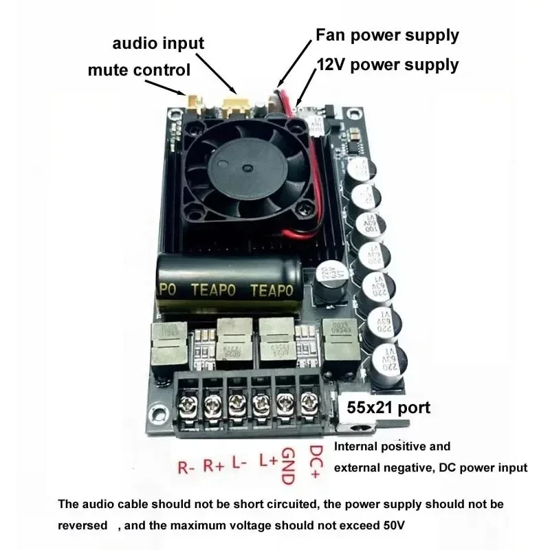 Upgraded MAX Version TPA3255 600W High-power 300W + 300W Stereo Low Noise HIFI Digital Amplifier Board