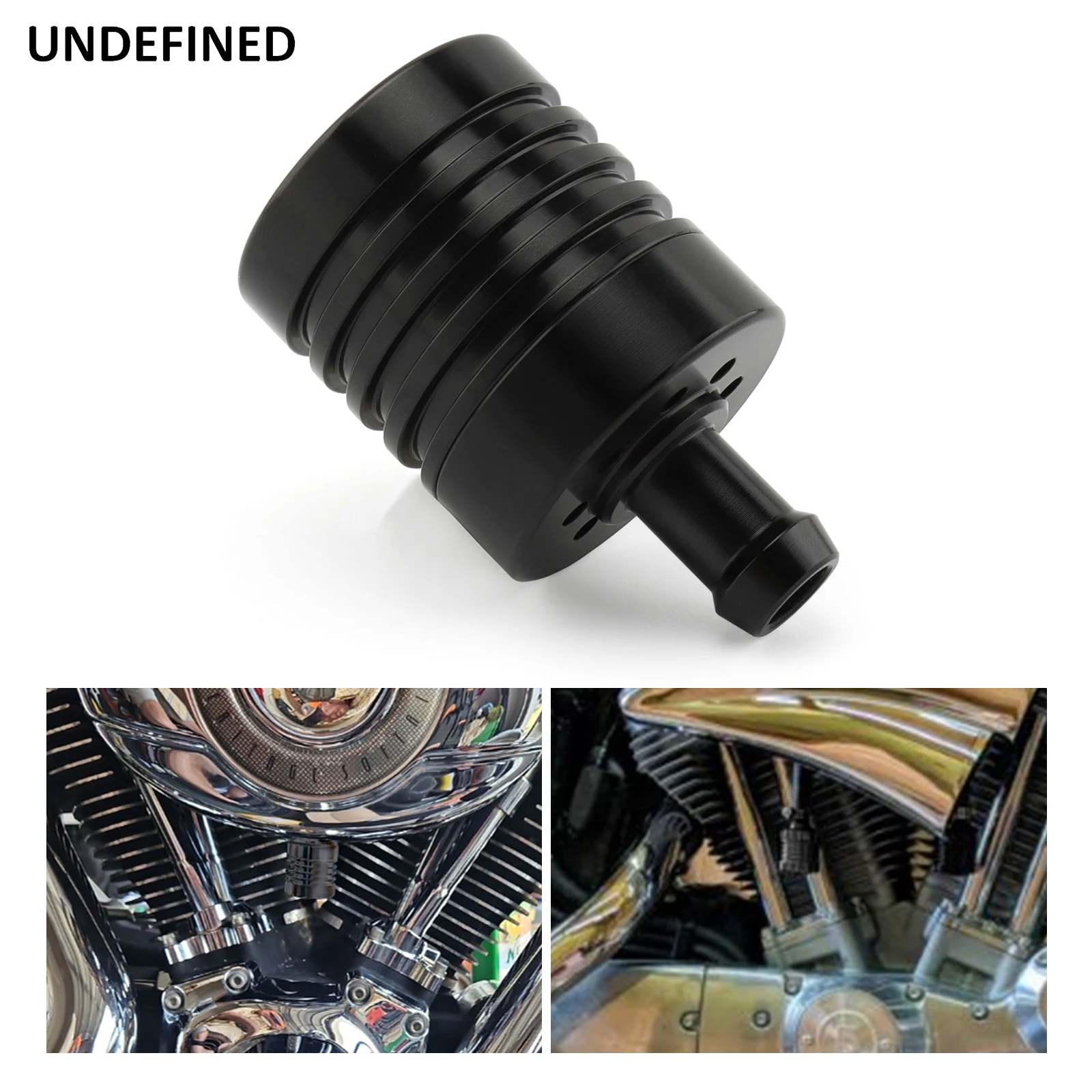 

Motorcycle Engine Motor Breather Canister Vented Oil Collector For Harley Universal Custom 40-0457 Black Chrome Aluminum