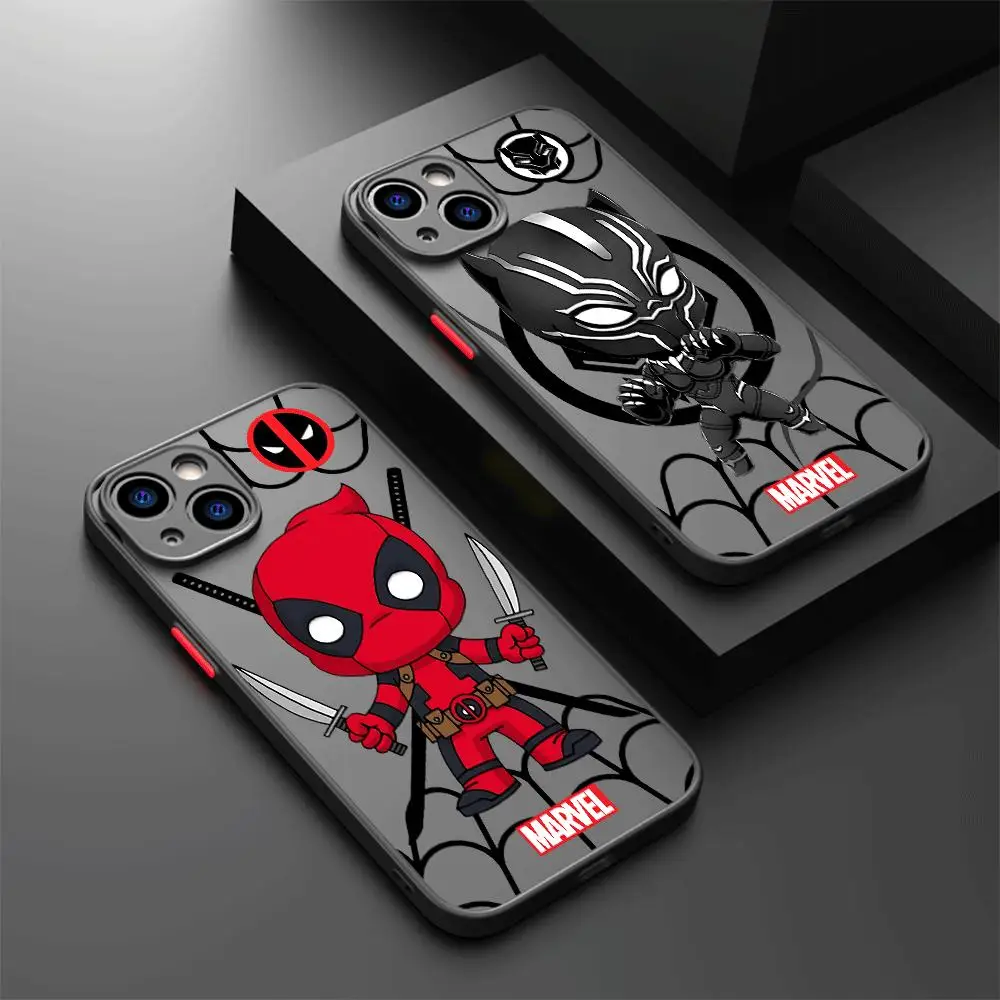 Marvel Deadpool Panther Phone Case for iPhone 11 15 Pro Max 7 8 Plus 11 Pro XS Max 14 13 Plus XR X 12 Mini Clear Cover