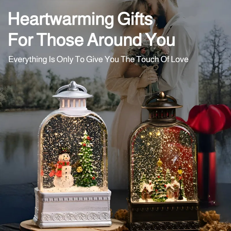 كرة ثلج عيد الميلاد مع ثلج متساقط آلي مدمج في عيد الميلاد كارولز LED ضوء زينة عيد الميلاد هدية حفلة منزلية