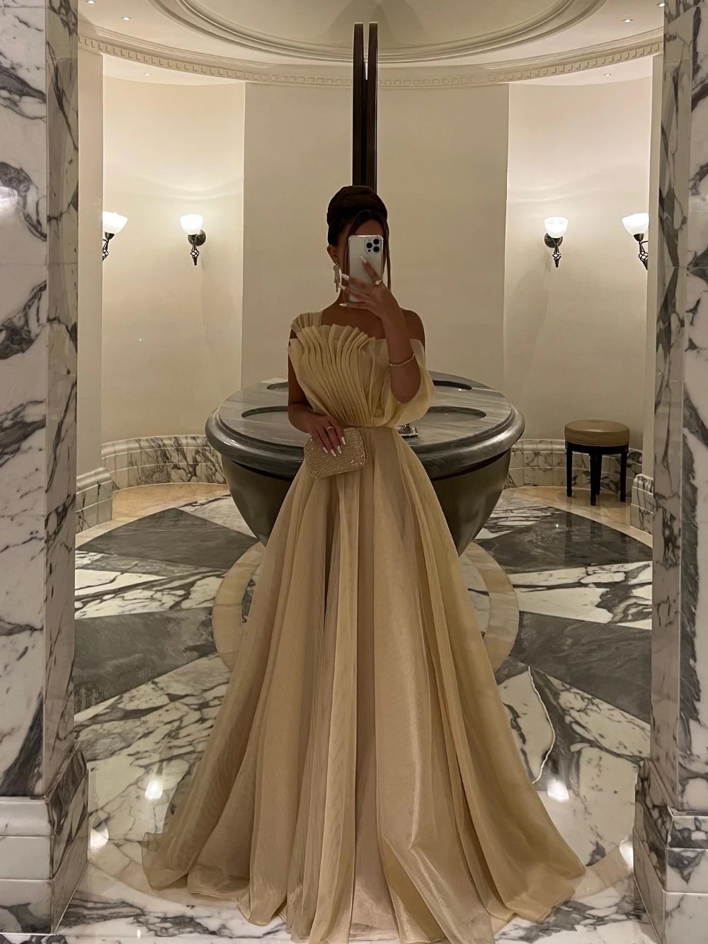 Customized Prom Dress Exquisite One-shoulder A-line  Dresses Fold Draped Organza Floor Length Evening فستان Vestido De Casamento