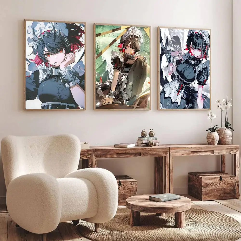Game Zenless Zone Zero Anime Shark Girl Ellen Joe Poster Self Adhesive Waterproof Ideal For Living Room Bedroom Bar Decoration