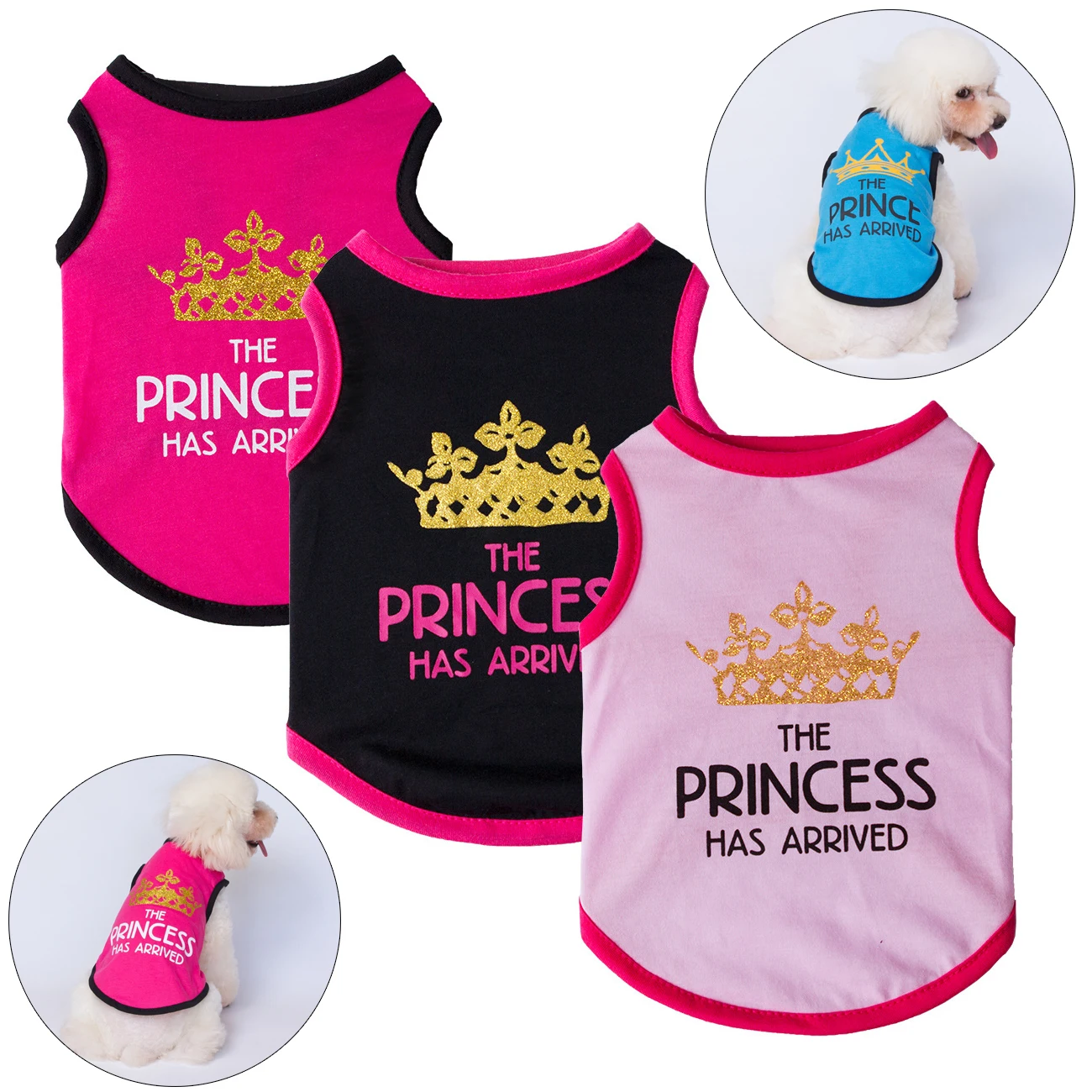 Chaleco para perro con corona de princesa, camiseta de algodón para verano, ropa para mascotas para perros pequeños, camisas para caniche,