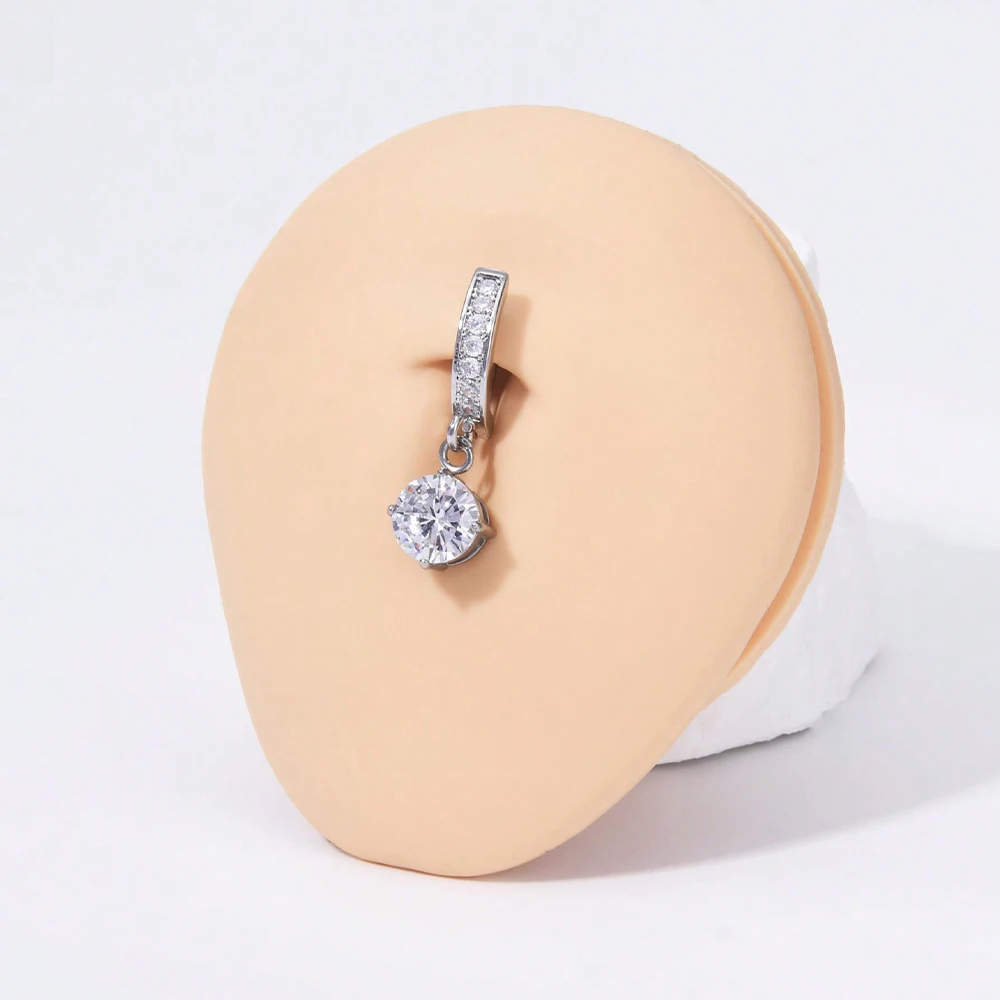 1PC 14G 10mm Belly Button Ring, Clicker Belly Rings, Stainless Steel CZ Belly Button Piercing, Reverse Navel Rings Body Jewelry