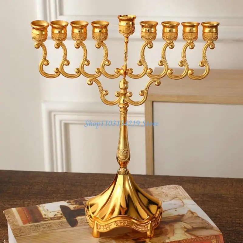 N5KC Hanukkah Menorah Holders 9 Branch Elegant Jewish Candelabra Event Decors