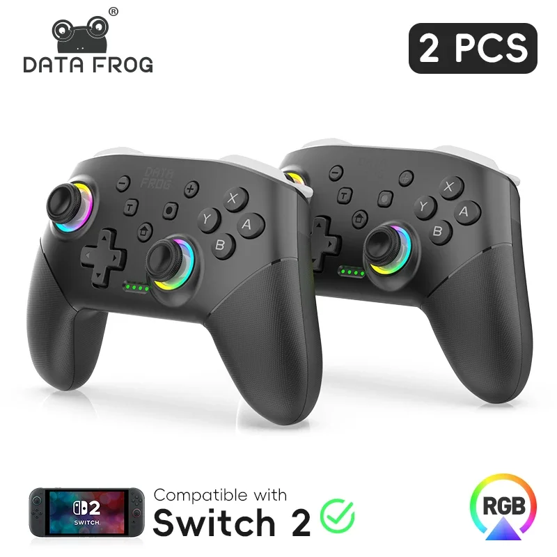DATA FROG 2Pcs Wireless Pro Controller For Switch OLED/Switch Lite PC Gaming Gamepad Six Axis Gyro Dual Shock Turbo Function Gam