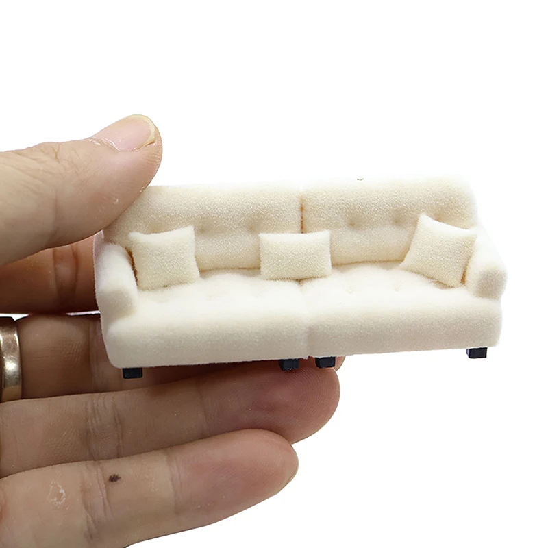 Dollhouse Simulation Flocking Sofa Model Dollhouse Mini Living Room Furniture Decoration Accessories Pretend Play Toys