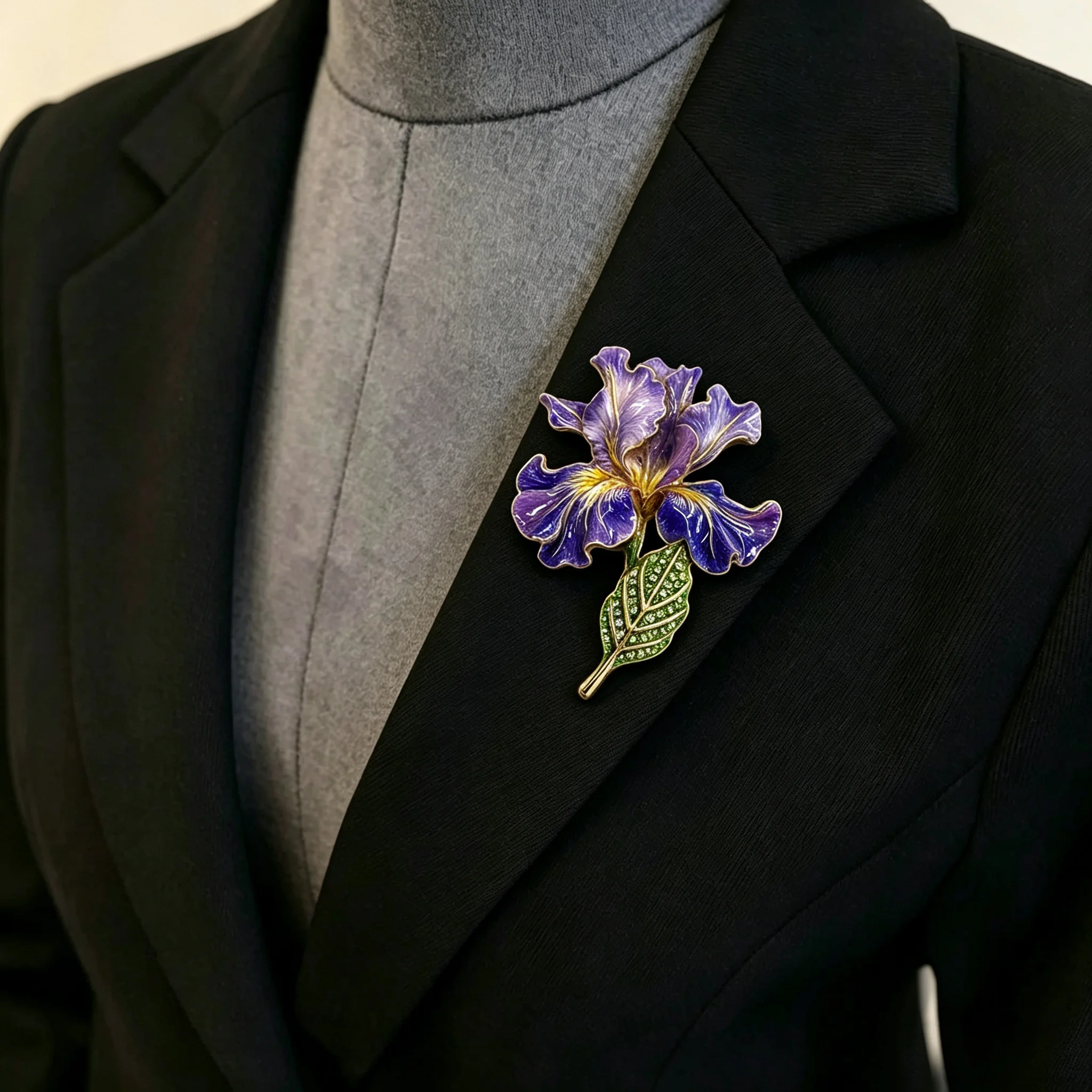 Essh&Pule Vintage Enamel Flower Brooch Sunflower Rose Peony Crystal Rhinestone Lapel Pin Suit Scarf Accessory Women Jewelry Gift