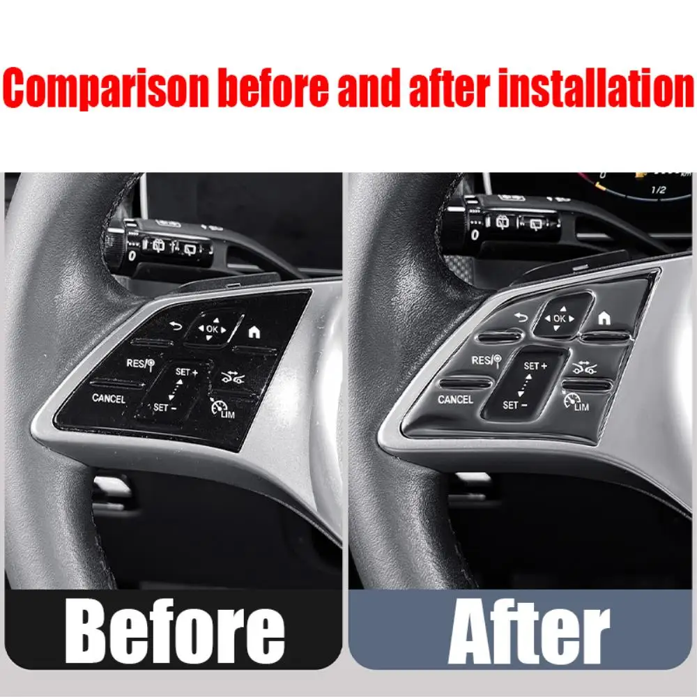 Car Upgrade For MercedesBenz E-Class W214 S214 2024 Drip Glue Steering Wheel Button Panel Protection Sticker Interior Trim Parts