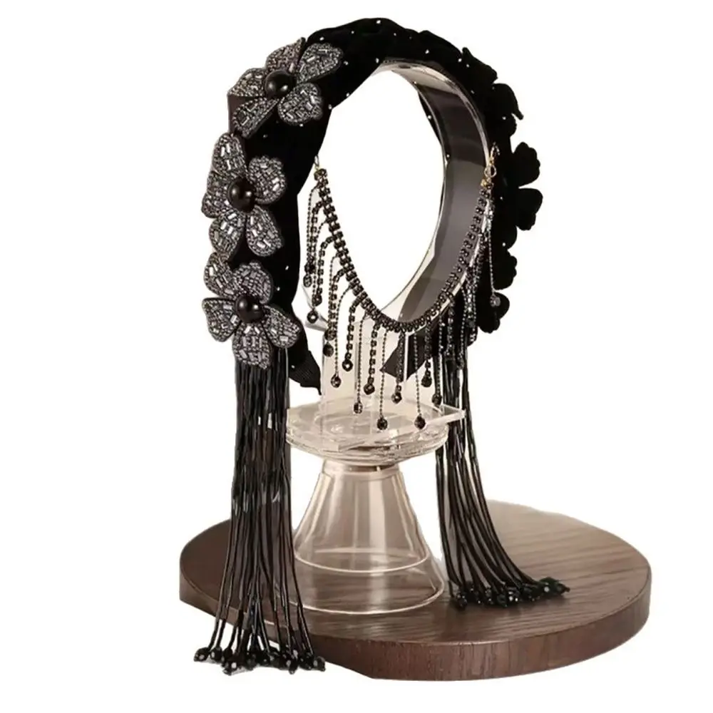 

1Pcs Durable Velvet Braided Tassel Headband Wide Edge Stylish Charm Tassel Head Band Floral Shiny Hair Accessories for Women
