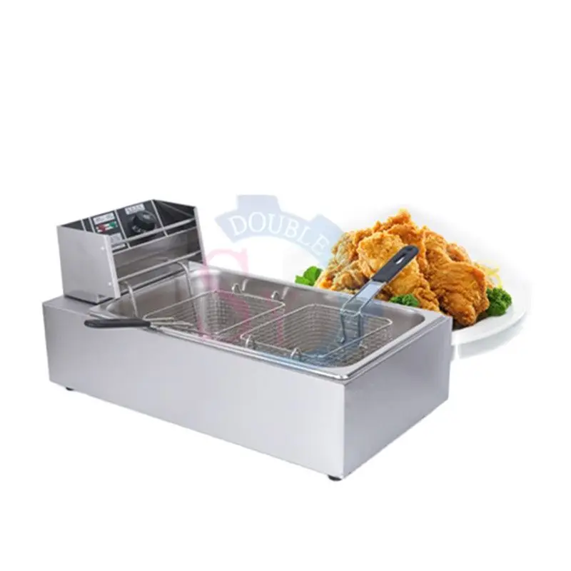 Freidoras eléctricas comerciales 6L tamiz de un solo cilindro sartén eléctrica máquina de pollo frito