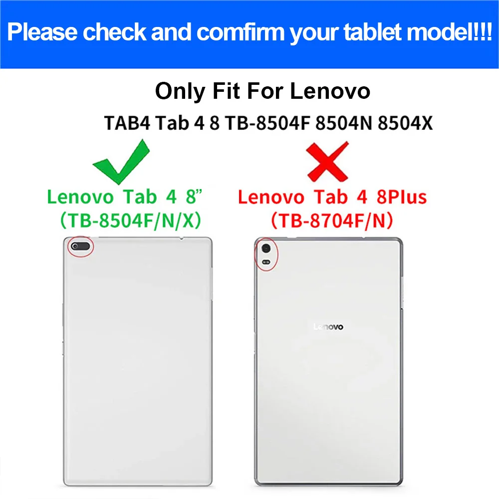Stand Case for Lenovo Tab 4 8.0 (Model:TB-8504F 8504N) Tablet, Tri-fold Flip Folio Durable Leather Portable Protective Sleeve