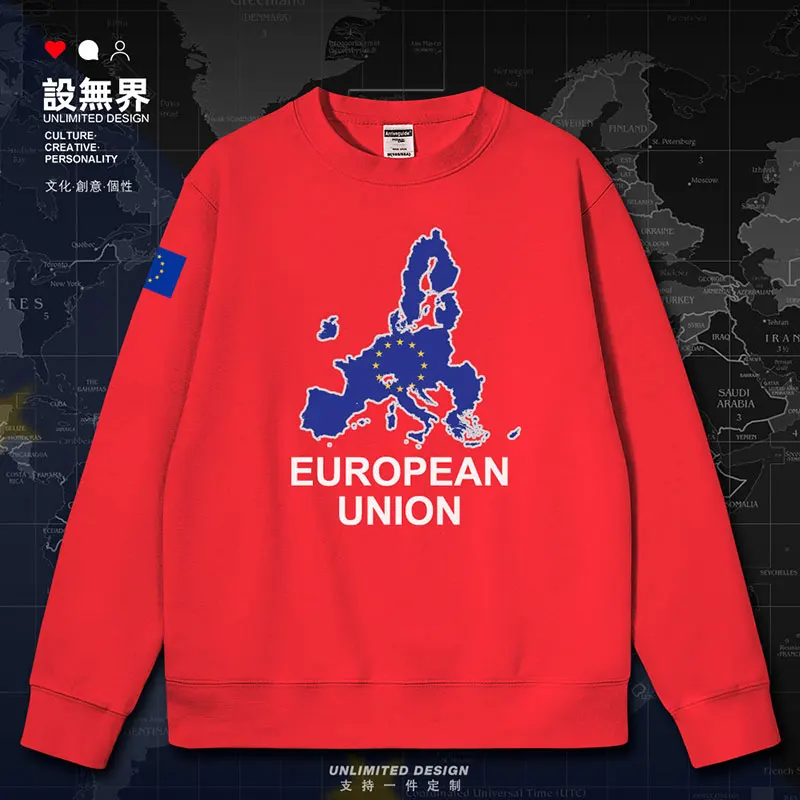 European Union map mens hoodies jerseys crewneck sweatshirt winter Sportswear printed pullovers sporting clothes autumn winter