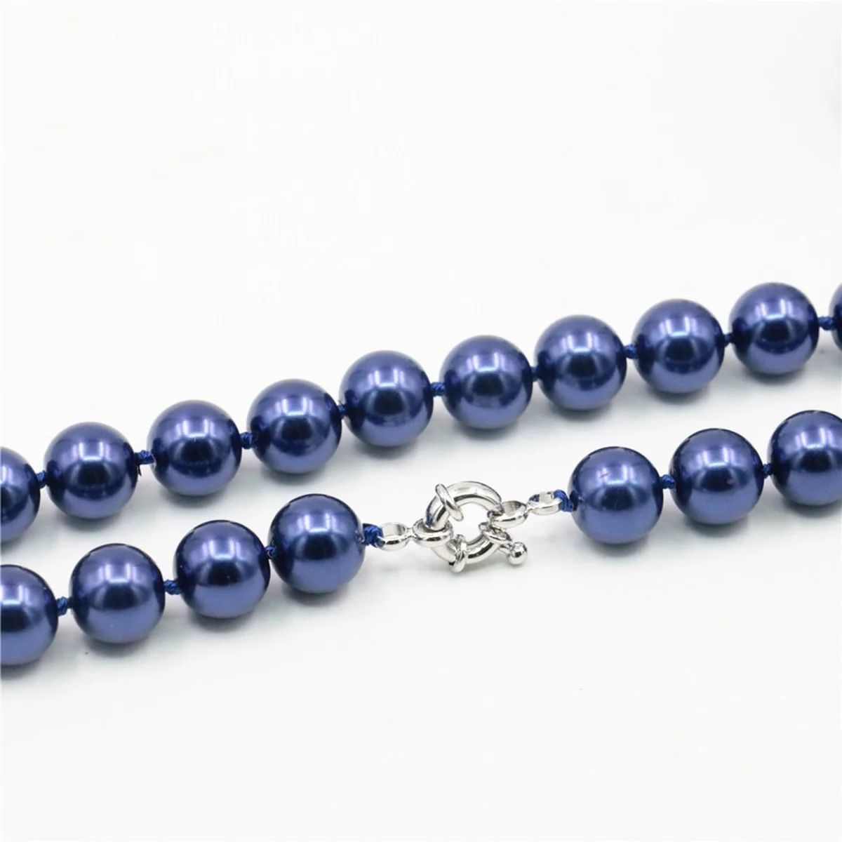 DIY 8 10 12 14mm South Dark Blue Shell Pearl Round Necklace Beads Hand Made Women Choker Free Shipping Items Jewelry for Women